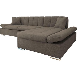 MIRJAN24 Ecksofa Malwi mit Regulierbare Armlehnen Eckcouch mit Schlaffunktion und Bettkasten, L-Form Sofa vom Hersteller (Farbe: Velo 625, Seite: Rechts)
