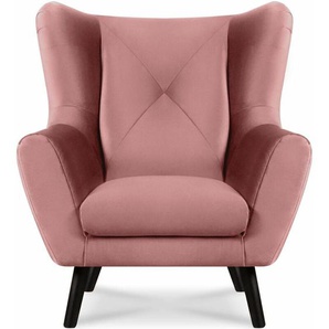 Miro Ohrensessel für das Schlafzimmer, rosa - Konsimo