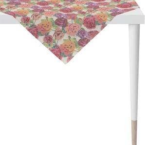 Mitteldecke APELT 1553 Summergarden, Sommerdeko, Sommer Tischdecken Gr. B/L: 85 cm x 85 cm, 1 St., quadratisch, orange (orange, rosa) Mitteldecken Tischdecken Gobelingewebe