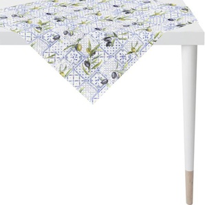Mitteldecke APELT 6523 SUMMERTIME, Sommerdeko, Sommer Tischdecken Gr. B/L: 100 cm x 100 cm, 1 St., blau Mitteldecken Digitaldruck