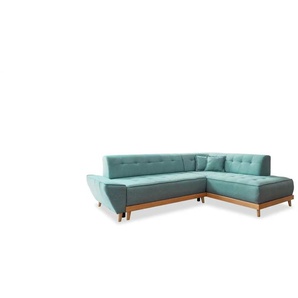 Miuform Ecksofa mit Schlaffunktion Dazzling Daisy ¦ türkis/petrol ¦ Maße (cm): B: 253 H: 77