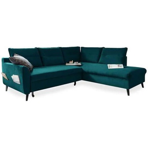 Miuform Ecksofa mit Schlaffunktion Stylish Stan - türkis/petrol - Materialmix - 228 cm - 90 cm | Möbel Kraft