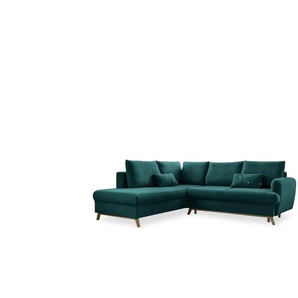 Miuform Ecksofa mit Schlaffuntkion Scandic Lagom ¦ türkis/petrol ¦ Maße (cm): B: 242 H: 90