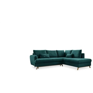 Miuform Ecksofa mit Schlaffuntkion Scandic Lagom ¦ türkis/petrol ¦ Maße (cm): B: 242 H: 90