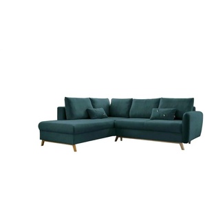 Miuform Ecksofa mit Schlaffuntkion Scandic Lagom ¦ türkis/petrol ¦ Maße (cm): B: 242 H: 90