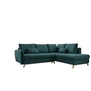 Miuform Ecksofa mit Schlaffuntkion Scandic Lagom - türkis/petrol - Materialmix - 242 cm - 90 cm | Möbel Kraft
