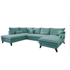 Miuform Wohnlandschaft mit Schlaffunktion Charming Charlie ¦ blau ¦ Maße (cm): B: 302 H: 90