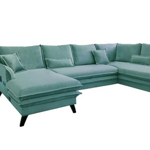 Miuform Wohnlandschaft mit Schlaffunktion Charming Charlie ¦ blau ¦ Maße (cm): B: 302 H: 90