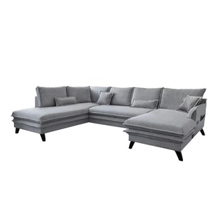 Miuform Wohnlandschaft mit Schlaffunktion Charming Charlie ¦ grau ¦ Maße (cm): B: 302 H: 90