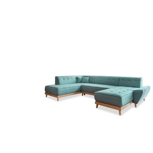 Miuform Wohnlandschaft mit Schlaffunktion Dazzling Daisy ¦ türkis/petrol ¦ Maße (cm): B: 330 H: 77