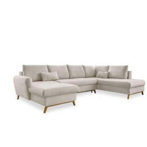 Miuform Wohnlandschaft mit Schlaffunktion Scandic Lagom - beige - Materialmix - 312 cm - 90 cm | Möbel Kraft