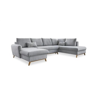 Miuform Wohnlandschaft mit Schlaffunktion Scandic Lagom ¦ grau ¦ Maße (cm): B: 312 H: 90