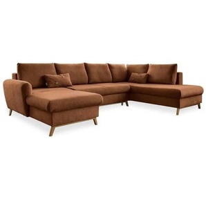 Miuform Wohnlandschaft mit Schlaffunktion Scandic Lagom ¦ rot ¦ Maße (cm): B: 312 H: 90