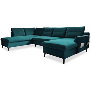 Miuform Wohnlandschaft mit Schlaffunktion Stylish Stan - türkis/petrol - Materialmix - 300 cm - 90 cm | Möbel Kraft