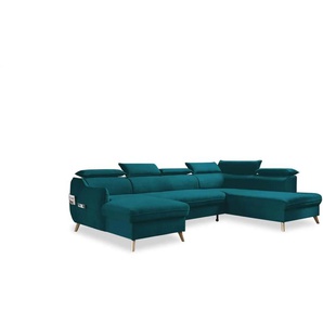 Miuform Wohnlandschaft mit Schlaffunktion Sweet Harmony ¦ türkis/petrol ¦ Maße (cm): B: 321 H: 95