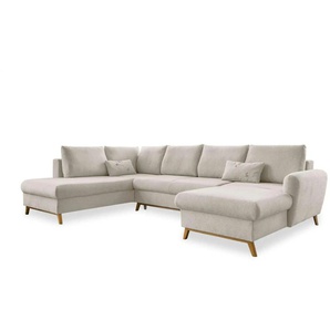 Miuform Wohnlandschaft mit Schlaffunktion Scandic Lagom  ¦ beige ¦ Maße (cm): B: 312 H: 90