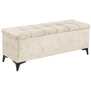 Modante Bettbank, Creme, Textil, 2-Sitzer, 139x58x50 cm, Truhe im Sitz, Wohnzimmer, Hocker, Sitzhocker