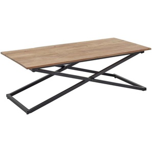 Modante Couchtisch, Schwarz, Akazie, Holz, Metall, Akazie, massiv, rechteckig, X-Form, 61x46x122 cm, abnehmbares Tablett, Wohnzimmer,