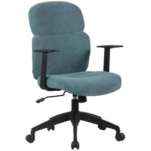 Modante Drehstuhl, Blau, Schwarz, Kunststoff, Textil, Drehkreuz, 60x93.5-101x57 cm, Stoffauswahl, Sitzfläche 360° drehbar, Arbeitszimmer, Bürostühle, Drehstühle