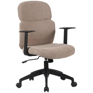 Modante Drehstuhl, Schwarz, Hellbraun, Kunststoff, Textil, Drehkreuz, 60x93.5-101x57 cm, Stoffauswahl, Sitzfläche 360° drehbar, Arbeitszimmer, Bürostühle, Drehstühle