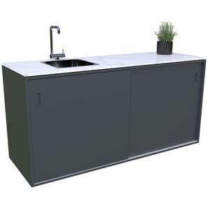 Modante Outdoorküche , Anthrazit, Grau, Weiß , Metall , einzeln stellbar , 180x92x63 cm , CE , Gartenzubehör, Gartenkommoden & -regale