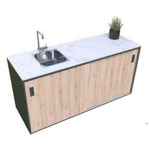 Modante Outdoorküche , Grau, Weiß, Eiche , Metall , einzeln stellbar , 180x92x63 cm , CE , Gartenzubehör, Gartenkommoden & -regale
