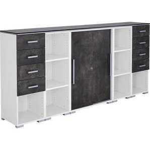 Moderano Anrichte , Grau, Weiß , Metall , 4 Fächer , 8 Schubladen , 240 cm , Lga, Goldenes M, BQ - Bündnis für Qualität, Made in Germany , erweiterbar, Typenauswahl, stehend, in verschiedenen Holzarten erhältlich, Größen erhältlich , Esszimmer, Anrichten