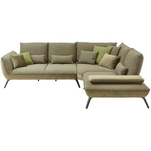 Moderano Ecksofa, Olivgrün, Textil, 5-Sitzer, Ottomane rechts, L-Form, 310x250 cm, Typenauswahl, Fußauswahl, Lederauswahl, Stoffauswahl,