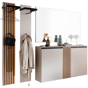 Moderano Garderobe, Eiche, Greige, Holz, Holzwerkstoff, 4-teilig, Wildeiche, furniert, 230x200x30 cm, Garderobe, Garderoben-Sets & Serien,