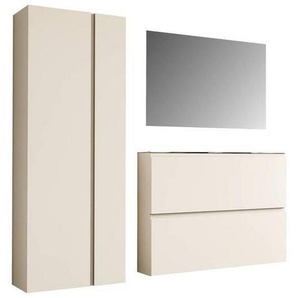 Moderano Garderobe, Sand, Glas, Holzwerkstoff, 3-teilig, 180x185x33 cm, Garderobe, Garderoben-Sets
