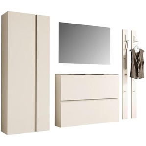 Moderano Garderobe, Sand, Glas, Holzwerkstoff, 5-teilig, 220x185x33 cm, Garderobe, Garderoben-Sets