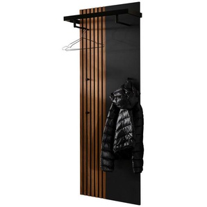 Moderano Garderobenpaneel, Anthrazit, Nussbaum, Holz, Metall, Holzwerkstoff, Kernnussbaum, furniert, 63x180x30 cm, Made in Germany,