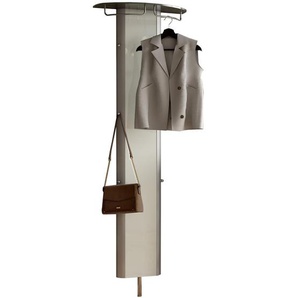 Moderano Garderobenpaneel, Weiß, Alu, Metall, Glas, 63x192x26 cm, Aufhängemöglichkeit, Hutablage, Garderobe, Garderobenpaneele, Garderobenpaneele