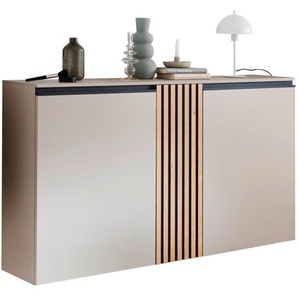 Moderano Schuhschrank, Eiche, Greige, Metall, Wildeiche, furniert, 4 Fächer, 147x82x30 cm, Made in Germany, Typenauswahl, individuell planbar,