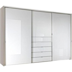 Moderano Schwebetürenschrank, Weiß, Metall, 6 Fächer, 5 Schubladen, 300x240x68 cm, Lga, Goldenes M, BQ - Bündnis für Qualität, Made in Germany, Typenauswahl, Beimöbel erhältlich, umfangreiches Zubehör in verschiedenen Größen Holzdekoren erhältlich,