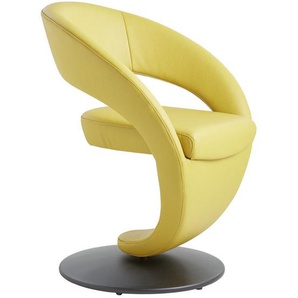 Moderano Stuhl , Gelb, Schwarz , Leder , Echtleder , Longlife-Leder, Dickleder , Drehteller , 62x86x61 cm , Goldenes M , Lederauswahl, Stoffauswahl, Typenauswahl , Esszimmer, Stühle, Esszimmerstühle, Lederstühle