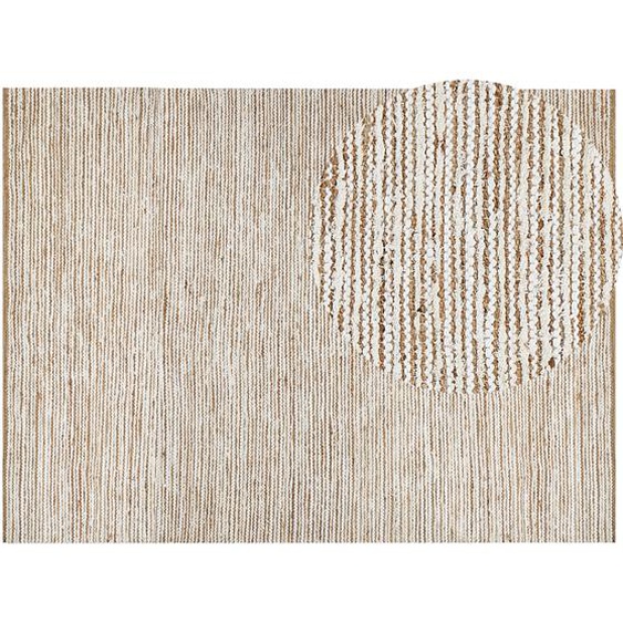 Moderne Teppiche Beige und Weiß 300 x 400 cm Rechteckig Handgewebt Wendbar Niedrigflor Modernes Wohnzimmer Schlafzimmer