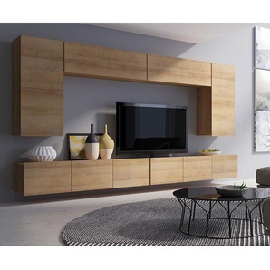Moderne Wohnwand mit viel Stauraum in Eiche Gold Nb. CAIRNS-132, b/h/t ca. 300/200/43 cm