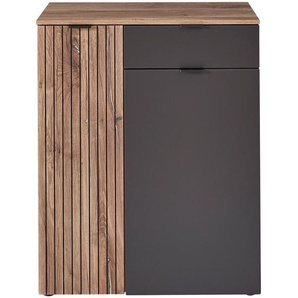 Moderner Schuhschrank LORIENT-36 in Cosmos grau matt mit Flagstaff Eiche Umbra Nb., b/h/t ca. 82/103/38 cm