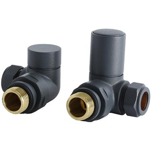 Modernes Heizkörper-Eckventilset für 15mm Kupferrohre - Anthrazit