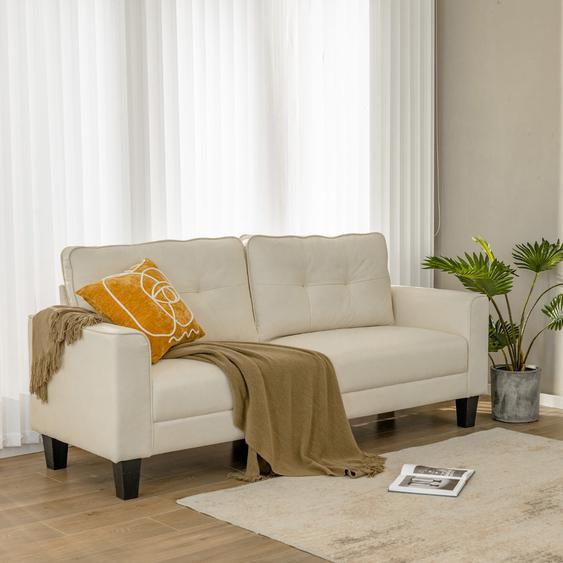 Modernes Sofa für 2-3 Personen mit 2 Abnehmbaren Rückenkissen 202 x 75 x 94 cm Beige