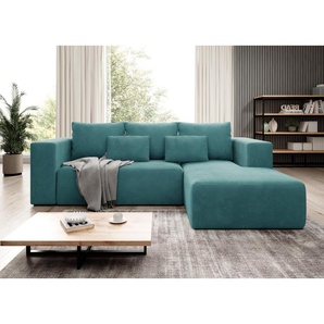 Moderno Meble MODERNO Ecksofa mit Schlaffunktion Wohnzimmer Sofas & Couches Stripes 73x255x161cm, Rechst , Türkis