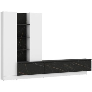 MODESTO Wohnwand, Alpinweiß/San Sebastian, 2 Türen, 3 Klappen