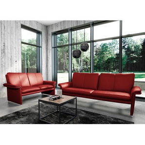 Sofa Capri 2-Sitzer Rot/Rot Echtleder Mabel 164 x 90 x 88cm Modern