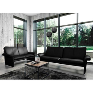 Sofa Capri 2-Sitzer Schwarz/Schwarz Echtleder Mabel 164 x 90 x 88cm Modern