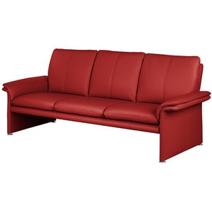 Sofa Capri 3-Sitzer Rot/Rot Echtleder Mabel 214 x 90 x 88cm Modern
