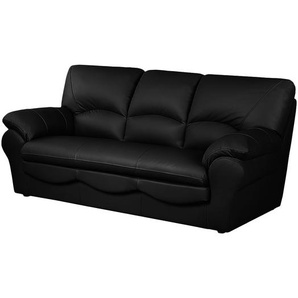 Modoform Sofa Torsby 3-Sitzer Schwarz Kunstleder 205x92x85 cm mit Schlaffunktion