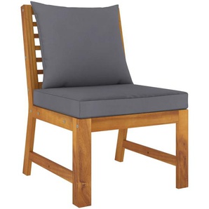 Modular-Mittelsofa mit Dunkelgrauen Kissen Akazie Massivholz