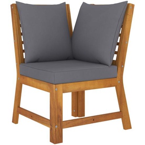 Modular-Sofa-Eckteil mit Dunkelgrauen Kissen Massivholz Akazie