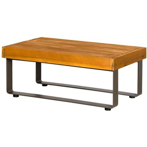 Modulares Anstelltischelement Tischplatte: Massivholz Akazie, geölt Gestell: Eisen, pulverbeschichtet 45 x 30 x 76cm Braun/Grau